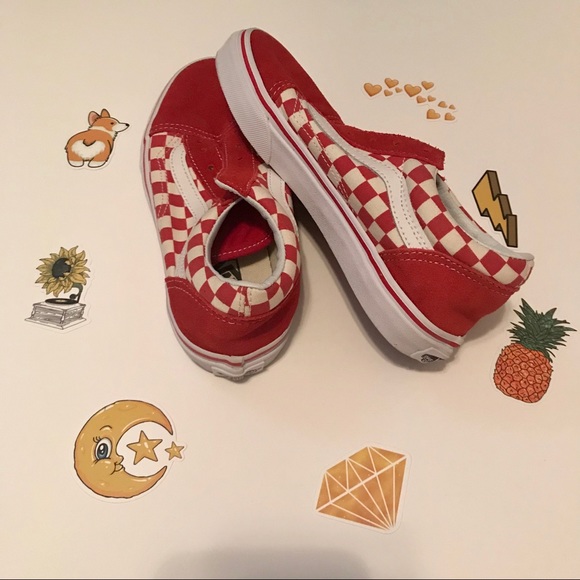 kids red and white checkered vans